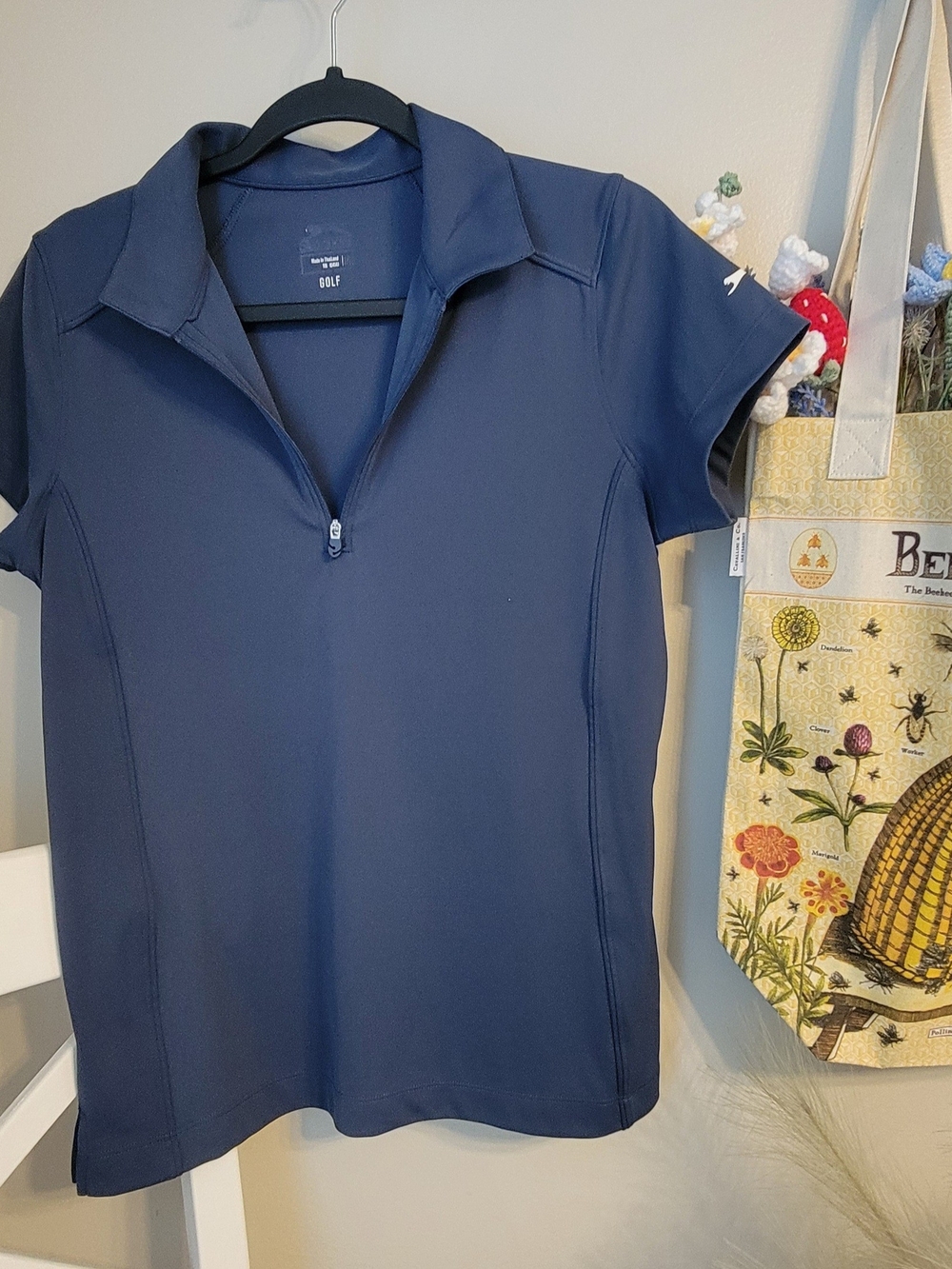 Slazenger Navy Short-Sleeve Zip Golf Polo Size M